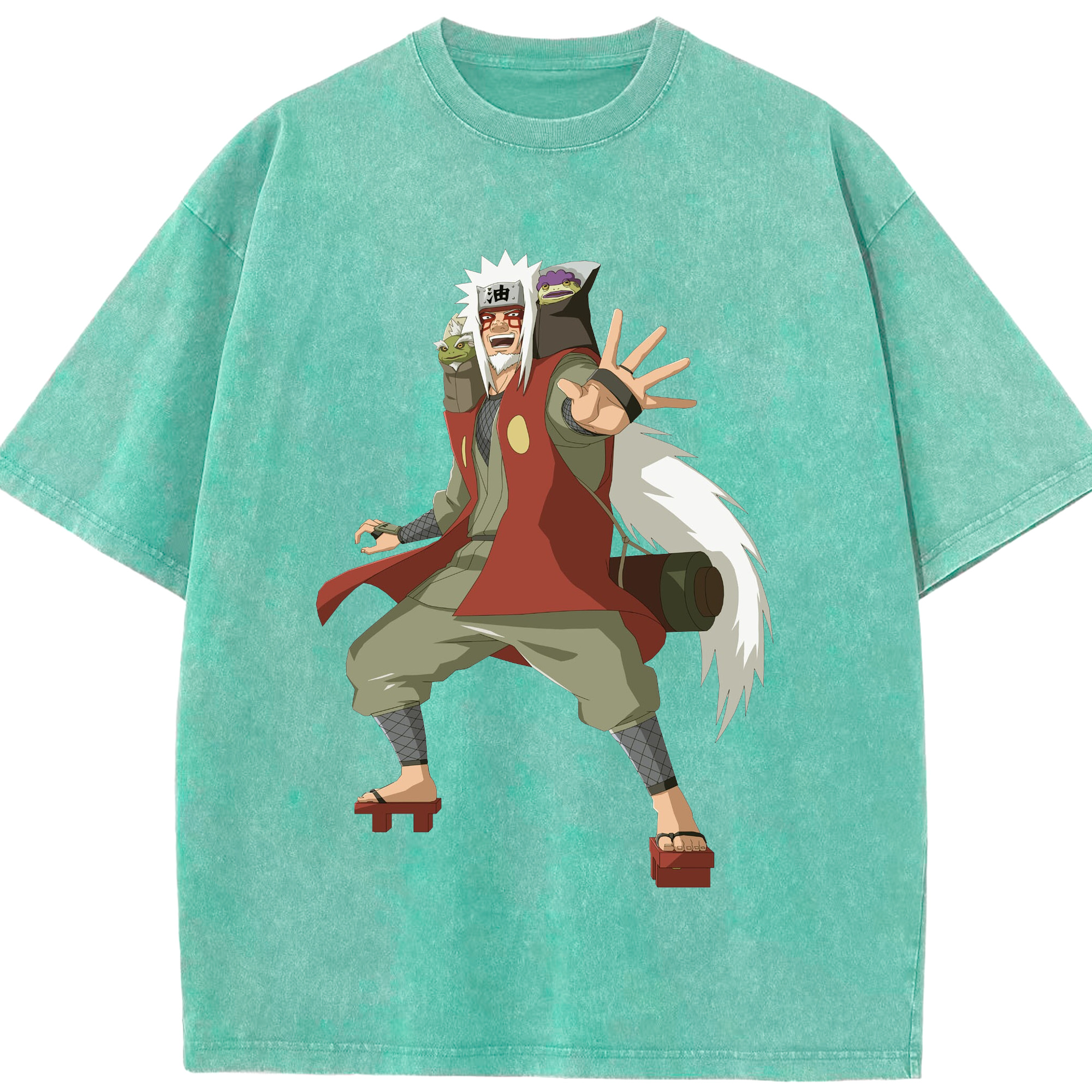 （画像用） NARUTO -ナルト- 自来也（じらいや） Jiraiya 綿100% ヴィンテージ風 半袖Tシャツ（フロントプリント）